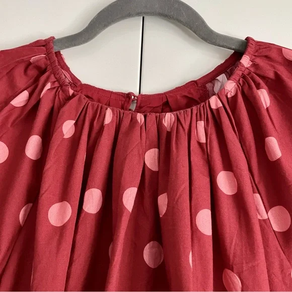 Anthropologie Maeve Poplin Bubble Up Blouse In Red Polka Dot Size XS NWT - Picture 9 of 12